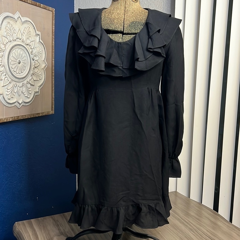 SUZ CALIFORNIA 50/60’S VINTAGE BLACK MINI RUFFLE DRESS